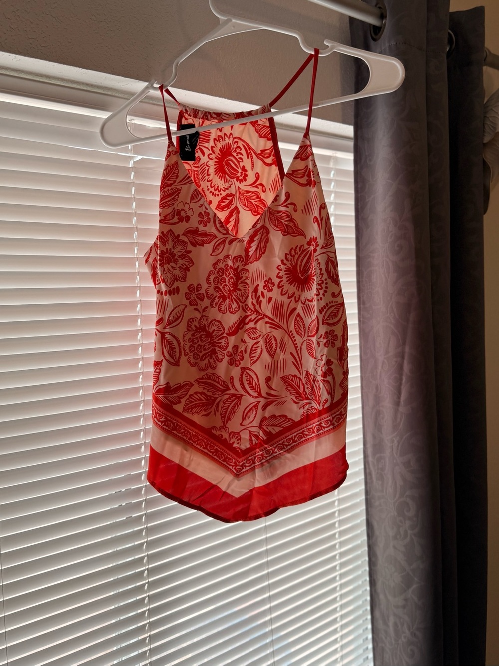 Bwear Red and Cream Floral V-Neck Camisole